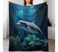 GGJJTT Dolphin Fleece Blanket Travel Nap Throws Plush Blanket Super Soft Flannel Blankets For Couch, Bed, Sofa For All Seasons 130×150cm