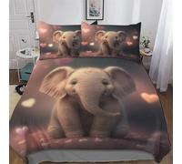 GGJJTT Elephant 3D Bedding Set Comforter Cover 2 PCs with Pillowcases for Adults Teenager Kids Quilt Cover Soft Duvet Cover Single135x200cm