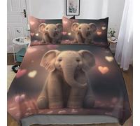 GGJJTT Elephant Soft Microfiber Duvet Cover with Pillowcases Comforter Cove Polyester Quilt Covers for Adults Teenager Kids Bedding Double 200x200cm