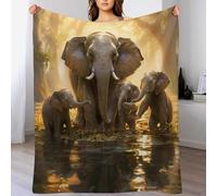 GGJJTT Elephants Blanket Throw Bedspread Soft Fluffy Warm Light Flannel Fabric Perfect for Adults Or Children's Gifts 100×130cm