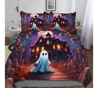 GGJJTT Halloween Ghost Duvet Cover Print Bedding Comforter Cover for Boys And Girls Soft Microfiber Quilt Cover 3 Piece with Pillowcase Double 200x200cm