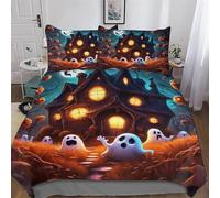 GGJJTT Halloween Ghost Duvet Cover Set with Pillowcase Soft Microfiber Bedding Set Comforter Cover for Adults Kids Quilt Covers 2PCs Single135x200cm