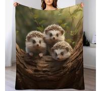 GGJJTT Hedgehog Fleece Throw Blanket, Soft Microfiber Fluffy Flannel Blanket for Bed Sofa Couch Settees, Kids Adult Gift Travel 140×180cm