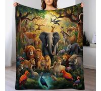 GGJJTT Jungle Animals 3D Blankets Super Soft Blanket Cosy & Warm Blanket for Sofa Or Bed Flannel Machine Washable Comfortable & Stylish（140×180cm）