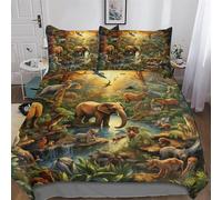GGJJTT Jungle Animals Soft Microfiber Duvet Cover with Pillowcases Comforter Cove Polyester Quilt Covers for Adults Teenager Kids Bedding Single135x200cm