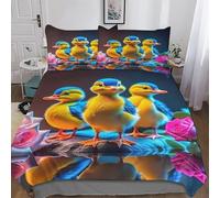 GGJJTT Little Yellow Duck Bedding Sets with Pillowcase Soft Duvet Cover Microfiber 3Pcs Set Quilt Cover for Kids Adult Comforter Cover Double 200x200cm