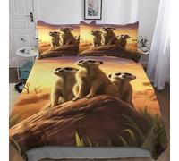 GGJJTT Meerkat Comforter Cover Bedding Set Kids Duvet Cover Bedspread Cover with Pillowcase Soft Quilt Cover for Youth And Adult Double 200x200cm