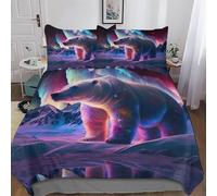 GGJJTT Polar Bear Duvet Cover Set 3D Bedding Set Microfiber Comforter Cover 2PCs with Pillow Shams, Soft Quilt Covers for Kids Adult Single135x200cm