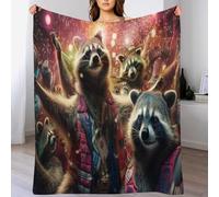 GGJJTT Raccoon Blanket Soft Comfortable Warm Blankets Suitable For All Seasons Bed Linen Sofa And Travel Camping Blanket 180×200cm