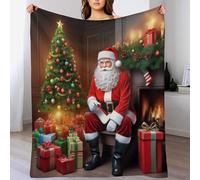 GGJJTT Santa Claus Blanket Soft Plush Sofa Blanket, Flannel Blankets for Settees/Chairs/Bed - Lightweight, Warm, Cozy And Durable 100×130cm