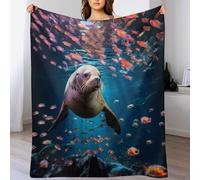 GGJJTT Seal Blanket Soft Flannel Soft Blanket Gifts 3D Home Decoration For Bed Couch Sofa Chair Bed Blanket 130×150cm