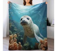 GGJJTT Seal Blanket Soft Plush Sofa Blanket, Flannel Blankets for Settees/Chairs/Bed - Lightweight, Warm, Cozy And Durable 130×150cm