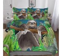 GGJJTT Sloth Duvet Cover Print Bedding Comforter Cover for Boys And Girls Soft Microfiber Quilt Cover 3 Piece with Pillowcase Double 200x200cm