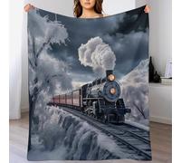 GGJJTT Steam Train Throw Blanket Soft Plush Thick Cosy Fuzzy Fluffy Machine Washable Flannel Blanket for All Season Use Bedroom Couch 130×150cm