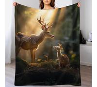 GGJJTT Ultra Soft Fleece Deer Throw Plush Blanket Soft Fluffy Flannel Material - Home Decor Bed, Couch, Sofa Travel Nap Throws Blanket（130×150cm）