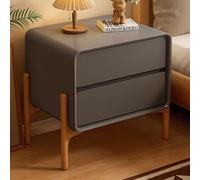 GGJYSYYK Modern Solid Wood Night Stand with Nappa Leather, Minimalist Nightstand with Drawers & Tall Legs, Storage Bedside Table for Bedrooms, Dorm, Rental, Apartment, New Home,Dark Gray,25cm