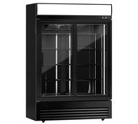 GGM Gastro Commercial Display Cabinet, Black, Stainless Steel AISI 304 with Glass, Model GKS908N-B-UK, Sliding Glass Doors