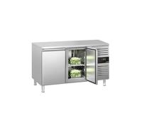 GGM Gastro Commercial Refrigerated Counter Fridge, ECO Design, 136x70x85 cm, 2 Doors, Stainless Steel AISI 304, -2°C to 8°C, Airflow Defrost System, UK Plug