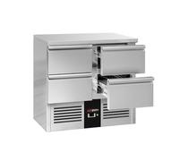 GGM Gastro Commercial Worktop Fridge PREMIUM - GN 1/1 - Stainless Steel - 4 Drawers - 900×700 mm - UK plug