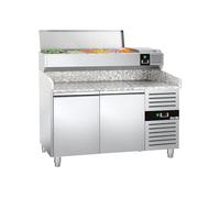 GGM Gastro | POS158ND#AGG154END | Pizza cooling table PREMIUM - 1500x800mm - with 2 doors - incl. refrigerated display case - 6x GN 1/3