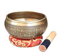 GGMWDSN Tibetan Singing Bowls, Singing Bowl With Wooden Leather Mallet & Cushion, Silent Mind Singing Bowl for Yoga, Holistic Healing, Chakra Healing, Anxiety Relief (11Cm),A