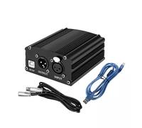 Ggnaxivs 1-Channel 48V Phantom Power Supply with XLR 3 Pin Microphone Cable for Condenser Microphone Music Recording Equipment