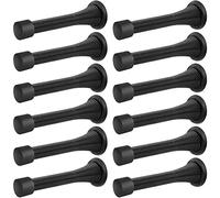 Ggnaxivs 12 Pack Black Spring Door Stops, Flexible Spring Door Stopper with Low Mounted Black Rubber Bumper Tips