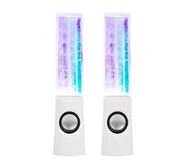 Ggnaxivs 2PCS LED Light Speakers Dancing Water Music Fountain Light for PC Laptop for Phone Portable Desk Stereo Speaker White