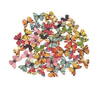 Ggnaxivs 50Pcs 2 Holes Mixed Butterfly Wooden Button Sewing Scrapbooking DIY Craft