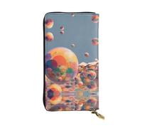 GGNKDL A colorful bubble world printing Women's leather long handheld wallet large capacity credit card zipper bag