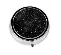 GGNKDL A Dense Cluster of Stars Prints Round Mini Pill Box with 3 compartments for Pill Storage and Portable Travel