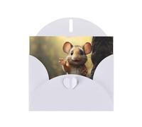 GGNKDL A Little Mouse Saying Hello Prints Greeting Card - High-End Pearlescent Paper With Dazzling Sparkling Effect