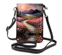 GGNKDL A path full of flowers printing Crossbody bag, mobile phone bag, women's small wallet, a practical gift suitable for going out, exercising, and shopping
