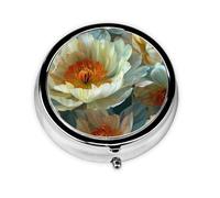 GGNKDL A Profusion of Flowers Prints Round Mini Pill Box with 3 compartments for Pill Storage and Portable Travel