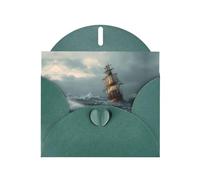 GGNKDL A Ship In The Storm Prints Greeting Card - High-End Pearlescent Paper With Dazzling Sparkling Effect