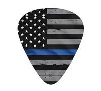 GGNKDL American Thin Blue Line Flag Prints Guitar plectrum 12 pieces with three thickness plectrum combinations suitable for bass and ukulele