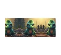 GGNKDL Angry Little Dinosaur Prints Gaming Mouse pad XXL Large Mouse Mat Long Extended Mouse Pad Desk Mat Non-Slip Rubber Mice Pads Stitched Edges Thin Pad 31.5 x 11.8 x 0.12 in
