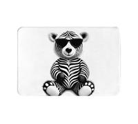 GGNKDL Anti Slip Floor mat Leopard Print Sunglasses Bear Printing for Indoor and Outdoor Door mats, Suitable for Bedroom and Bathroom entrances 16x24in