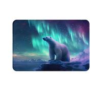 GGNKDL Anti Slip Floor mat Northern Lights Polar Bear Printing for Indoor and Outdoor Door mats, Suitable for Bedroom and Bathroom entrances 16x24in