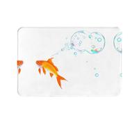 GGNKDL Anti Slip Floor mat The Goldfish That Spits Bubbles Printing for Indoor and Outdoor Door mats, Suitable for Bedroom and Bathroom entrances 16x24in