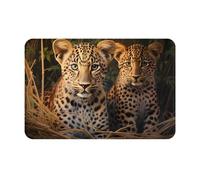 GGNKDL Anti Slip Floor mat Two Leopard Brothers Printing for Indoor and Outdoor Door mats, Suitable for Bedroom and Bathroom entrances 16x24in