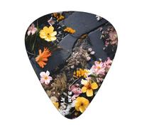 GGNKDL Asphalt crack wildflowers Prints Guitar plectrum 12 pieces with three thickness plectrum combinations suitable for bass and ukulele