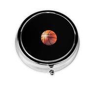 GGNKDL Basketball Prints Round Mini Pill Box with 3 compartments for Pill Storage and Portable Travel