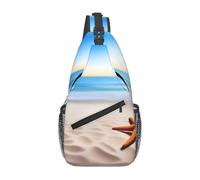 GGNKDL Beach Starfish Lands Prints Cross shoulder bag suitable for men and women, suitable for fitness bags and hiking trips