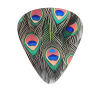 GGNKDL Beautiful peacock feathers Prints Guitar plectrum 12 pieces with three thickness plectrum combinations suitable for bass and ukulele