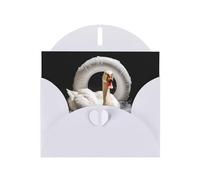 GGNKDL Big White Goose In The Swimming Ring Prints Greeting Card - High-End Pearlescent Paper With Dazzling Sparkling Effect