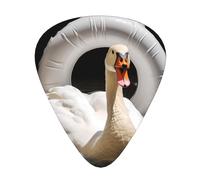 GGNKDL Big white goose in the swimming ring Prints Guitar plectrum 12 pieces with three thickness plectrum combinations suitable for bass and ukulele