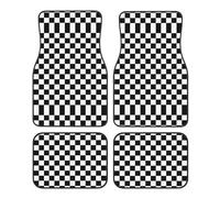 GGNKDL Black and White Checkered Printing Car Floor mats with Anti Slip Front and Rear are Suitable for Cars, Trucks and SUV