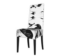 GGNKDL Black Crow Birds Prints Restaurant Chair Covers are Detachable, Super Elastic, and Washable, Suitable for Kitchens