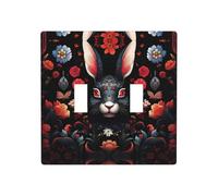 GGNKDL Black rabbit's face printing Switch cover decorative wall panel suitable for residential and commercial areas 4.5x4.5 In